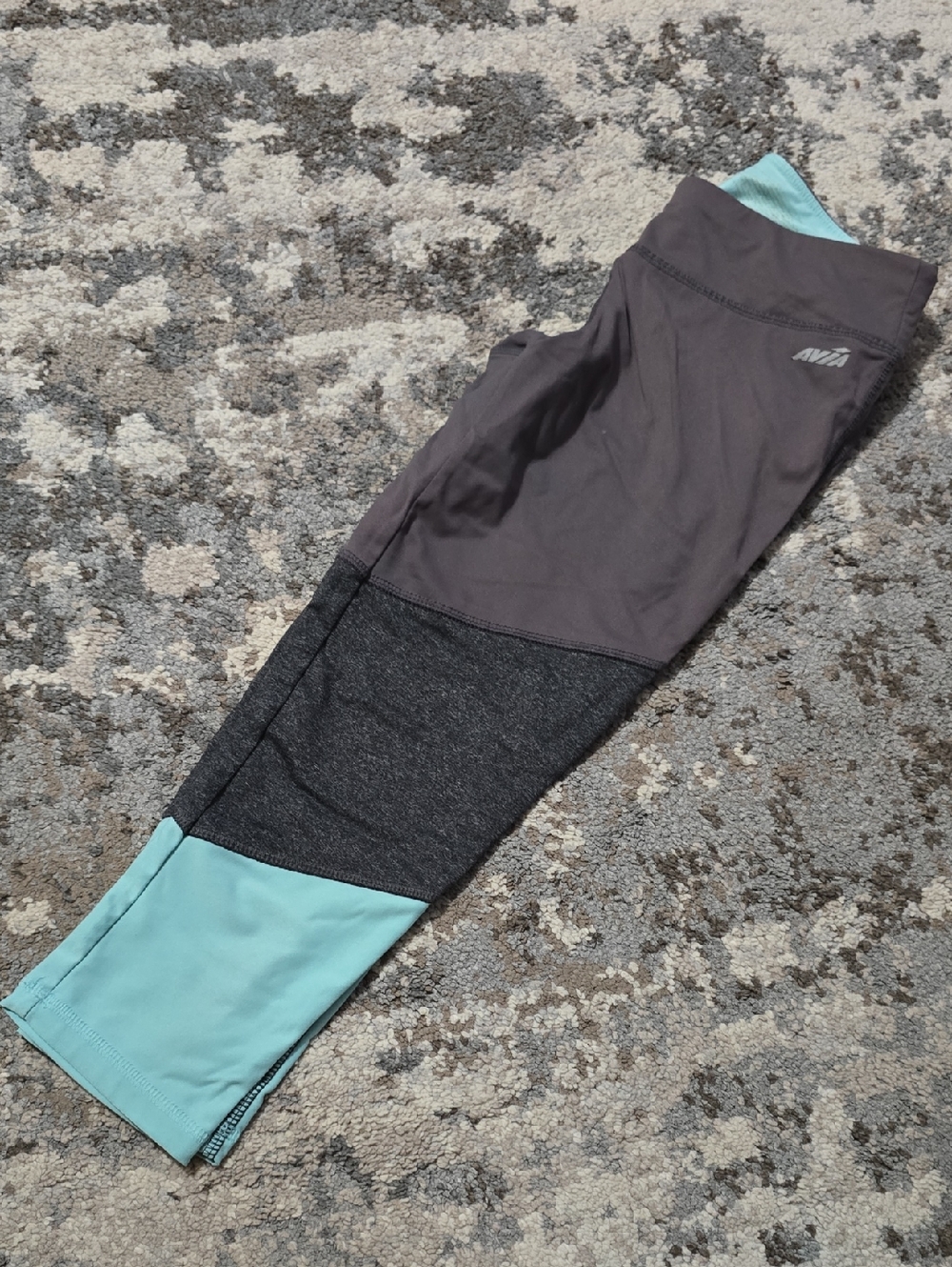 Avia Teal and Charcoal Colorblock Workout Leggings